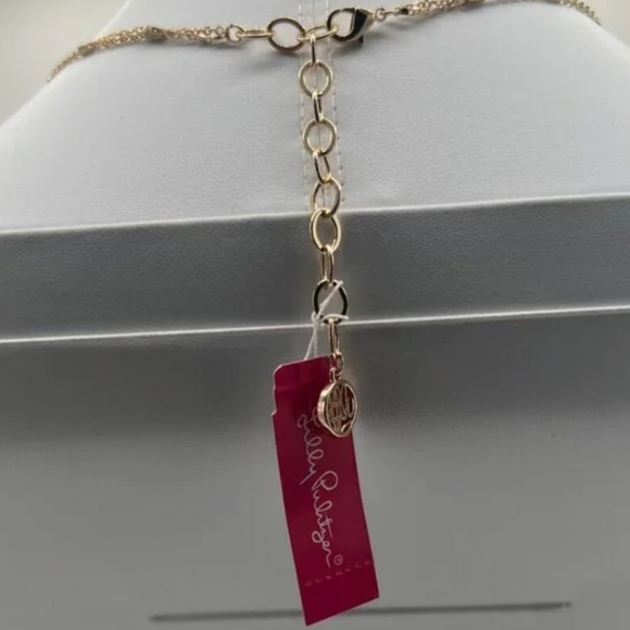 Lilly Pulitzer NECKLACE Gold Seascape Starfish Layered Chain CRYSTAL Charm NWT - Picture 10 of 14